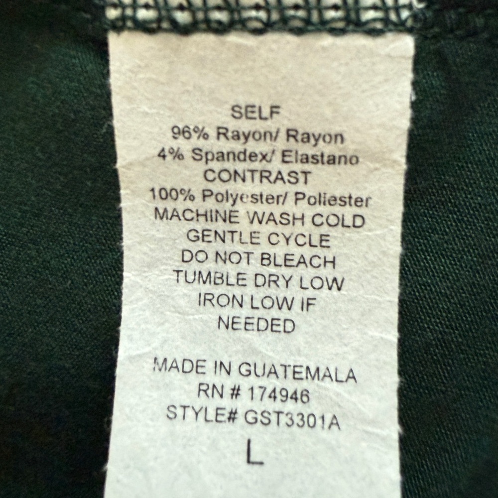 Floral Stripe Raw Stitched Tee - Forest Green - Picture 5 of 6
